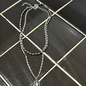 Chic Silver and Black Beaded Necklaces